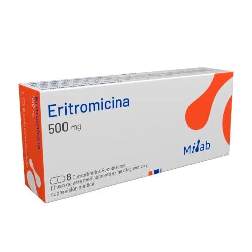 Eritromicina 500 mg x 8 comprimidos Farmex-Pluxee-Persistente